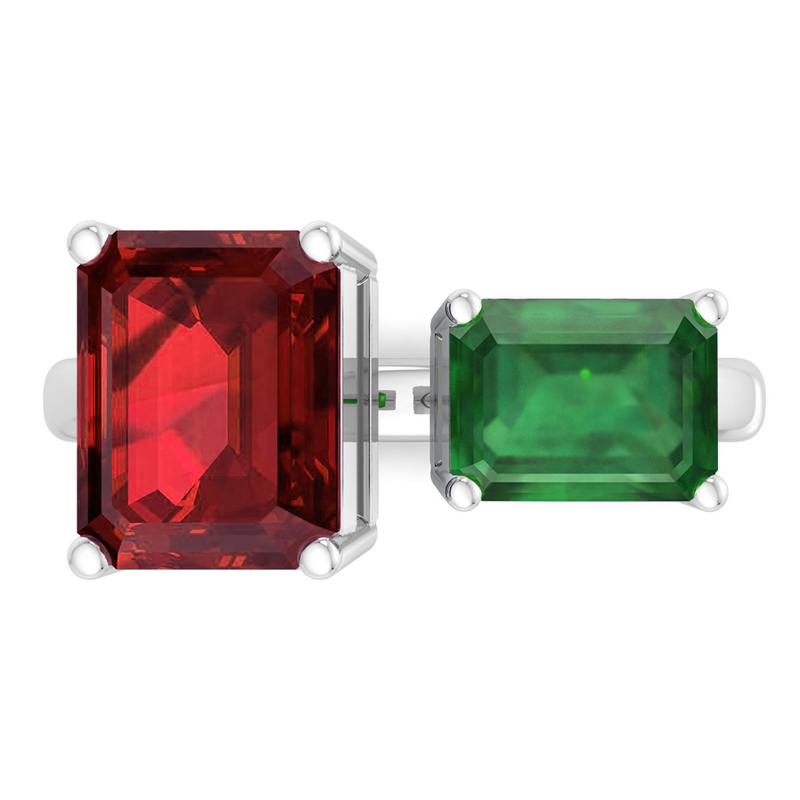 Martha Stewart 4 1/2ctw. Ruby & Emerald Two Stone Ring In Sterling Silver image number null